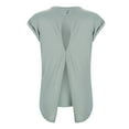 thumbnail image 4 of DuoJiaJ Women's Hip Covering Quick Drying Sports Top Sweat Absorbing Short Sleeved Yoga Suit Loose Yoga Cover Up Women’s T-Shirts Blue, 4 of 5