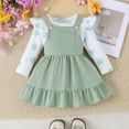 thumbnail image 2 of MEZZALL Baby Girl Fall Outfits Long Sleeve T Shirt Tops Spaghetti Skirt Overalls Girls Clothing Sets Versatile, 18-24 Months, 2 of 9