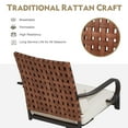 thumbnail image 6 of MELLCOM Patio Swivel Chair Set of 2, Outdoor Dining Chairs with Cushions & Lumbar Pillows, Leather-Look Wicker Chairs with Gentle Rocker for Porch, Garden, Backyard, Poolside, Beige, 6 of 9