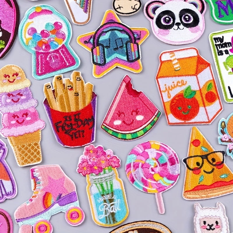 1 set of clothing decorative art handmade materials DIY ironing fabric cute food animal embroidery patches