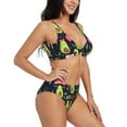 thumbnail image 2 of Kdxio Avocado Love Print Women's 2 Piece High Waisted Wrap Spaghetti Strap Summer Swimsuit Bikini Set-Small, 2 of 7