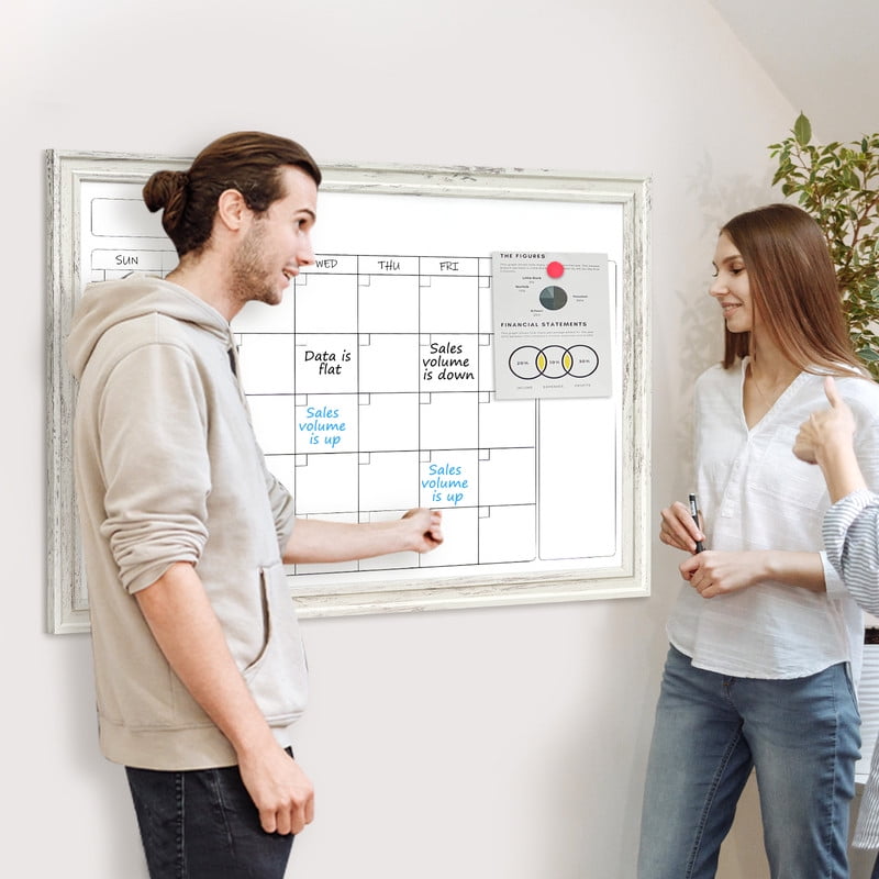DOLLAR BOSS Dry Erase Whiteboard Calendar Magnetic White Board, 18"x24" Magnetic Whiteboard for Wall Schedule Planner Board Wall-Mounted Calendar for Home Office Classroom with Markers & Magnets