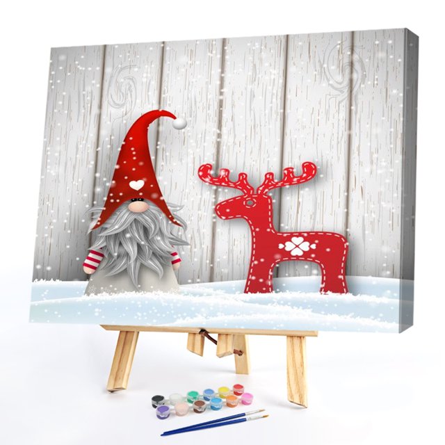 Cuadros Decorativos Pintura al óleo de duende navideño por númerosmanualidades para colorear DIY (29545) Ehuebsd embutido en tela