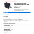 thumbnail image 2 of Auto Transmission Axle Relay - Compatible with 1999 Chrysler 300M, 2 of 2