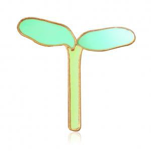 Fancyleo Funny Green Leaves Cactus Plant Bean Brooch Retro Paint Alloy Forest Series Tender Grass
