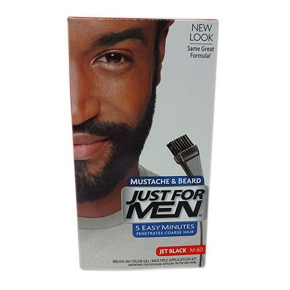 Just for Men Mustache and Beard Brush-in Color Gel, Jet Black, 1 Kit