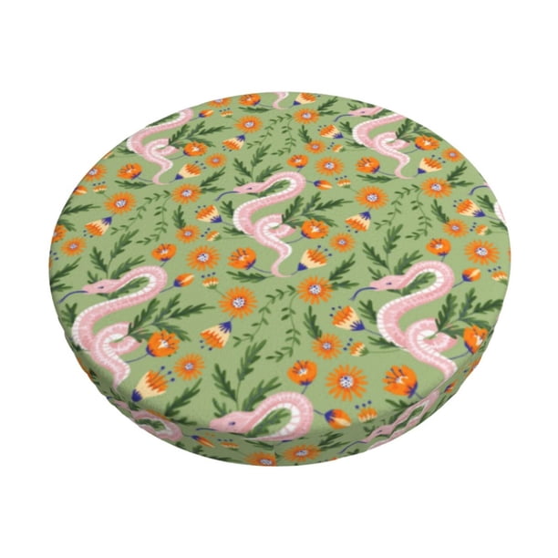 Balery Snake And Floral Fundas de asiento para taburete de bar redondo de tela de terciopelo ajustables que protegen de arañazos y manchas para sillas de 14 a 17 pulgadas.-14 inch