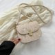 thumbnail image 4 of Bolso de hombro de moda para mujer Bolso bandolera de cuero de paja de malla floral (Beige), 4 of 6