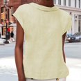 thumbnail image 2 of Tiqkatyck Tank Tops for Women Trendy Women's Fashion Casual Lapel Short Sleeve Solid Color Cotton Linen T Shirt Top Sleeveless Tunic Tops Summer Tops for Women Beige L, 2 of 5