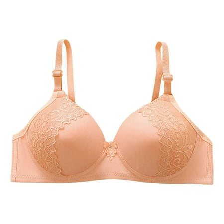 SMihono Full Coverage Bras for Women No Underwire Comfort Soft Padded Push Up Sports Bra Unlined Wireless Everyday Seamless Bralette Khaki 38