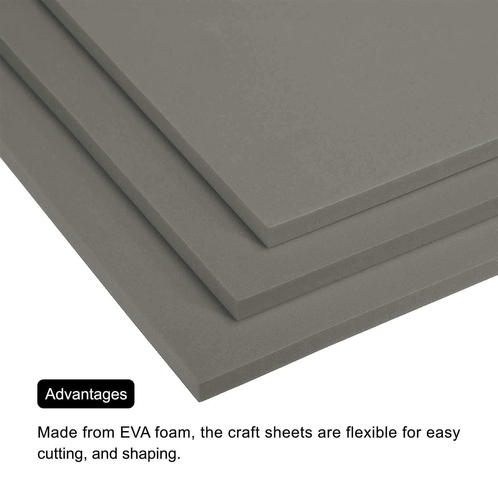 EVA Foam Sheets Light Grey 9.8 Inch x 9.8 Inch 10mm Thick Crafts Sheets 6Pcs