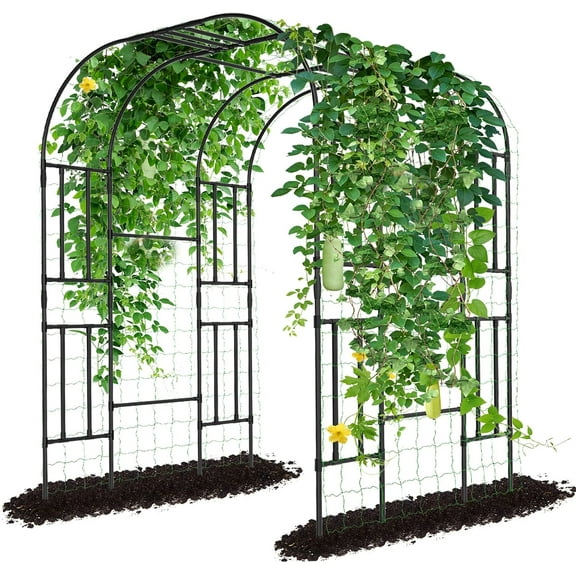 Tall Garden Arch Trellis for Climbing Plants Outdoor, 87" H Walkway, Metal Archway Arbor Tunnel, Black