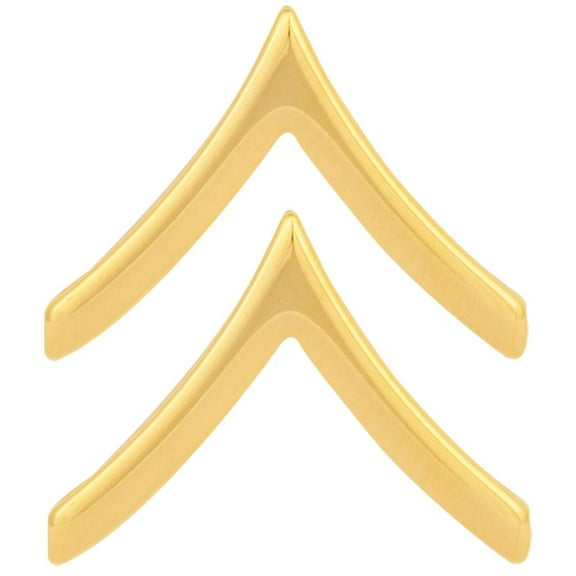 Army chevron rank: Brass metal finish: Enlisted: Private E-2 / PV2