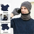 thumbnail image 4 of Clearance! Baberdicy Men's Winter Knitted Fleece Windproof Hat Scarf Gloves Three-Piece Winter Knitted Hat Men's Warm Hat Grey, 4 of 5