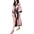thumbnail image 4 of Print Flower Long Robe Summer Casual Half Sleeve Skin Friendly Bathrobe Women Sexy Sleepwear Home Dressing Gown Loungewear, 4 of 10