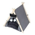 thumbnail image 3 of Pet Teepee Sleeping Bed Washable Mat Semi Enclosed Comfortable Cat Tent Bed with gray, 3 of 9
