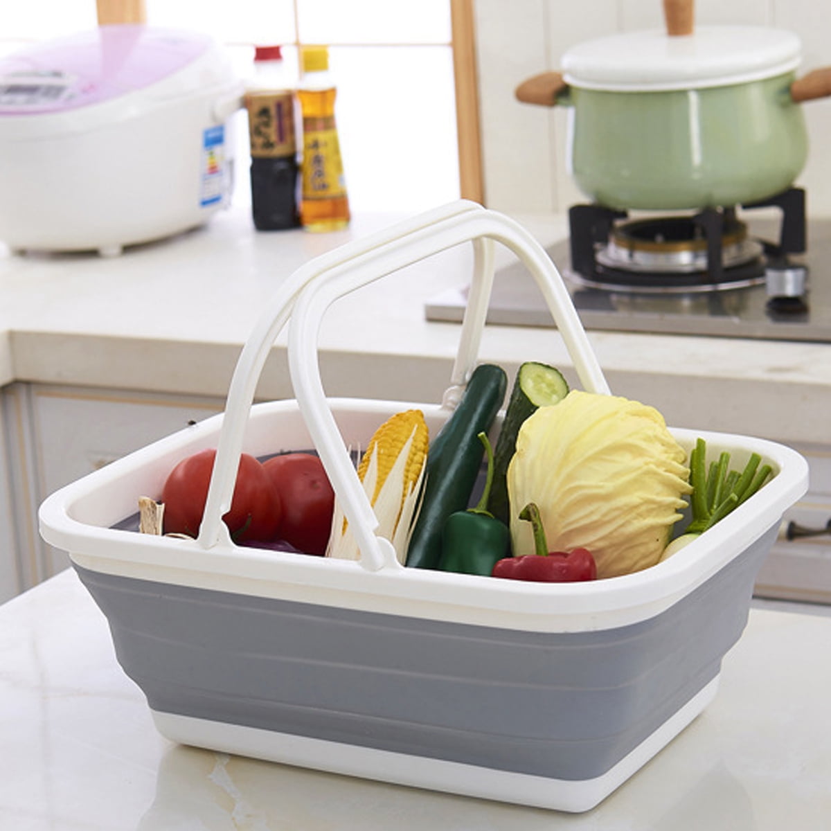 Wash Fruit Basket,Foldable Drain Basket,Fruits Vegetables Wash and