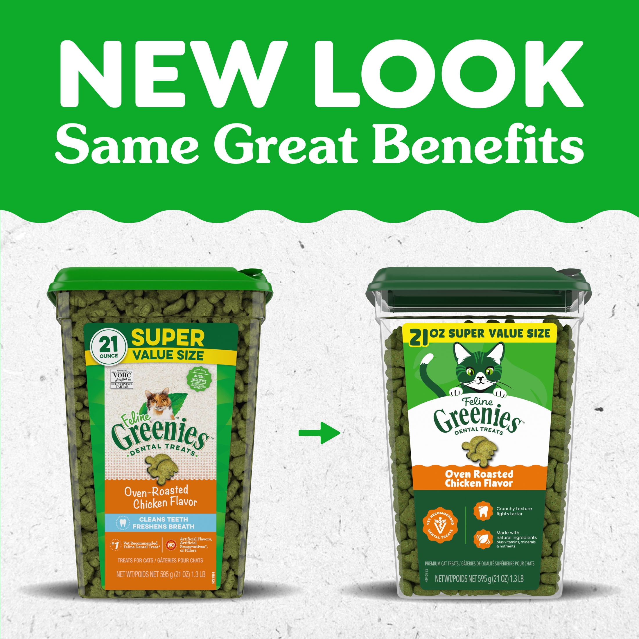 Greenies Feline Veterinarian-Recommended Dental Cat Treats, Oven Roasted Chicken,  21 oz. Tub