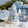 thumbnail image 4 of BingTong DIY Beaded Mini Christmas Tree, 8 Inch Tabletop Cone With Beads and Topper, Relaxing Holiday Ornament Making Activity for Adults, Blue Snowman Figure, 4 of 8