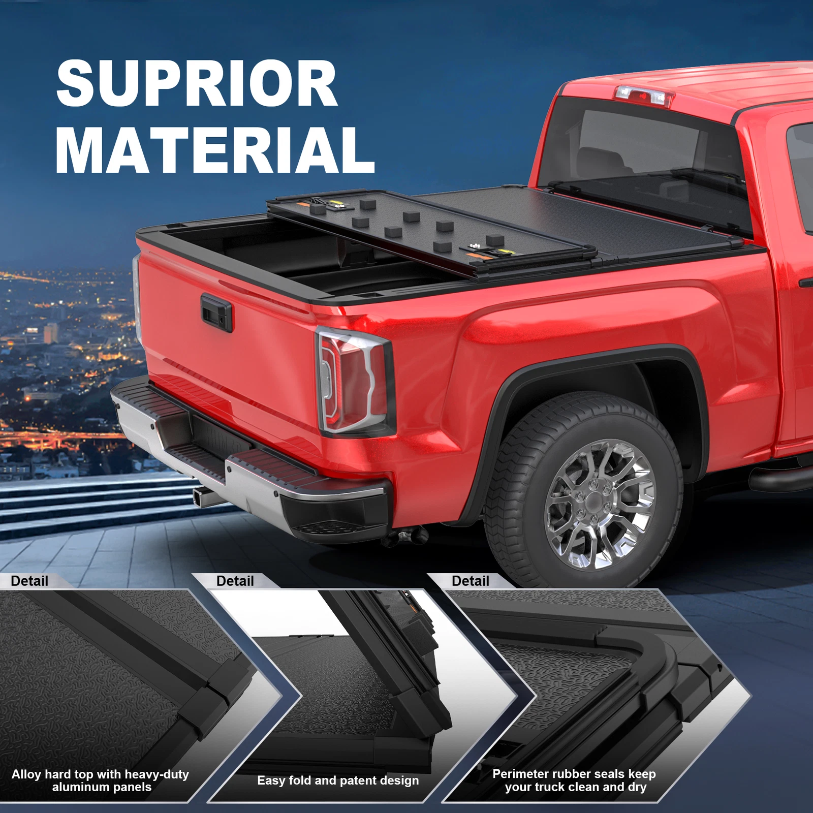 MOSTPLUS 6.6FT Tri-fold Hard Tonneau Cover for 2019-2026 Chevy Silverado GMC Sierra 1500