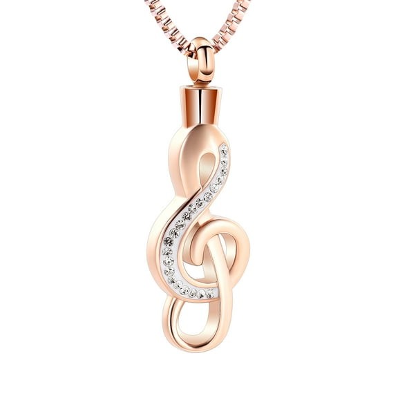 Personlized Crystal Music Note Urn Necklace for Ashes Stainless Steel Necklace Urn Cremation Memorial Ashes Holder Keepsake