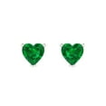 thumbnail image 3 of 1.0 Ct Heart Cut Studs Green Emerald 14K White Solid Solid Gold Everyday Dainty Earrings Push Back, 3 of 7