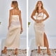 thumbnail image 5 of Vestido largo halter con espalda abierta y abertura en el muslo con cordón fruncido en la parte delantera para mujer, 5 of 6