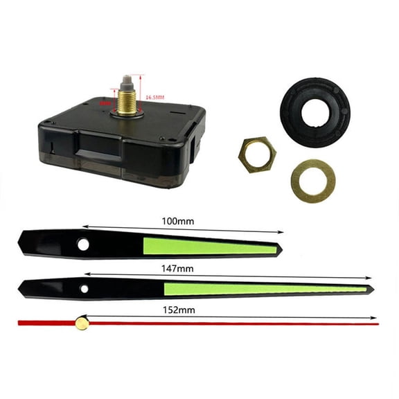 Wall Clock Movement Mechanism Kit Battery Operated Diy Repair Replacement Parts Fluorescent Black Second Hand