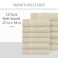 thumbnail image 2 of Home Weavers Willow Bath Towels Set of 12, 100% Cotton Zero Twist, 630 GSM, Soft Absorbent Quick Dry, 27x54 inch, Ivory, 2 of 8