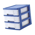 thumbnail image 3 of Cajón de almacenamiento de escritorio, caja organizadora de almacenamiento de 3 capas, estante de almacenamiento para artículos de tocador de oficina Azul oscuro, 3 of 8