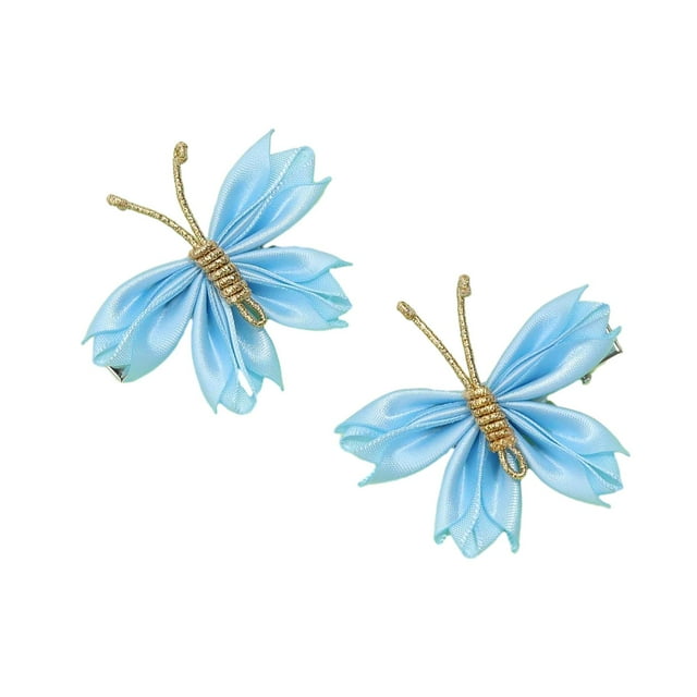 Pinzas para el cabello jinwen 2 piezas mariposa accesorios para peinados ligeros Azul satinado