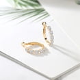 thumbnail image 4 of Gem Stone King 18K Yellow Gold Plated Silver Women Hoop Earrings Set with Moissanite (1.30 Cttw) (1.30 Cttw, Round Cut, 3/7 inch Diameter), 4 of 5
