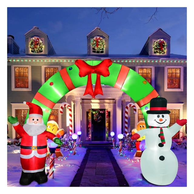 Arco inflable navideño iluminado de 12 pies OILCUP para interiores y exteriores