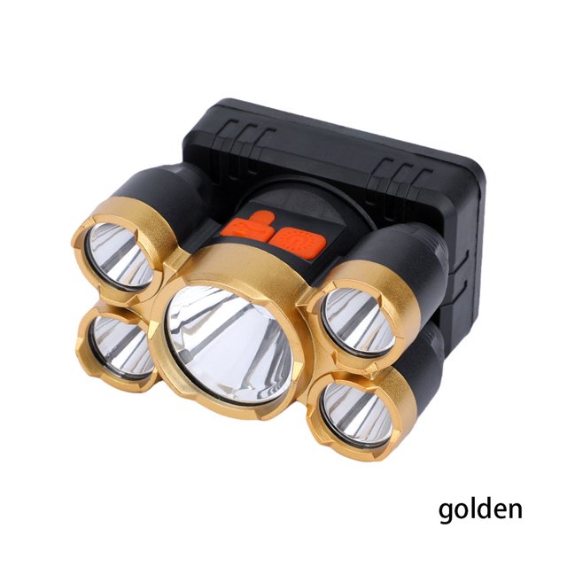 Lampe Frontale Étanche IP44, Phare à Intensité Réglable, Lampe Frontale de Nuit, Éclairage de Travail pour Cyclisme Extérieur, Outil d'Éclairage pour la Randonnée, la Pêche, l'Aventure, la Chasse, Or