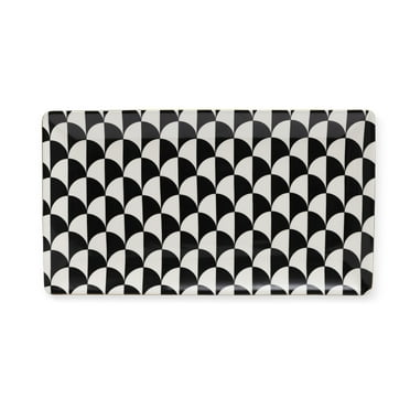 Thyme & Table Stoneware Rectangular Serve Platter, Black & White, Emmett Collection