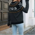 thumbnail image 7 of Mrzhqd Fall Sweaters For Women 2024 Tops Crewneck Long Sleeve Retro Polka Dot Skull Print Casual Knit Pullover Fall Winter Womens Outfit Black Xl, 7 of 7