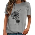 thumbnail image 3 of Summer Casual T Shirts for Women Dandelion Print Breathable Tee Crewneck Short Sleeve Ladies Top Grey XXL, 3 of 5