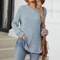 thumbnail image 3 of Lixiuxyad Women's Fashion Long Sleeve Tops Casual Round Neck Ladies Lightweight Top Trendy Flowy,Blue XL, 3 of 7