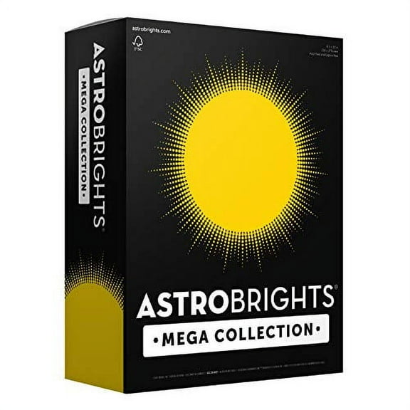 Astrobrights Mega Collection, Colored Paper, Bright Yellow, 625 Sheets, 24 lb/89 gsm, 8.5" x 11"-MORE SHEETS! (91618)