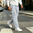 thumbnail image 2 of GrmtClth Men's Pants Lounge Sweatpants Plaid Clothes Comfy Baggy Trendy Soft Waist Drawstring with Pockets Blue XL, 2 of 5