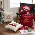 thumbnail image 2 of Merry Christmas Letter Snowflake Embroidered Cushion Cover 45*45 Festival New Year Home Pillow Covers Decorative Sofa Bedroom (450mm*450mm,G-Cushion Cover), 2 of 7
