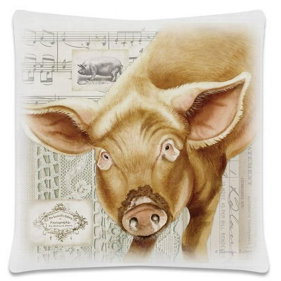 Heritage Lace CL1818W-4 Country Life Pillow, White Pig - 18 x 18 in.