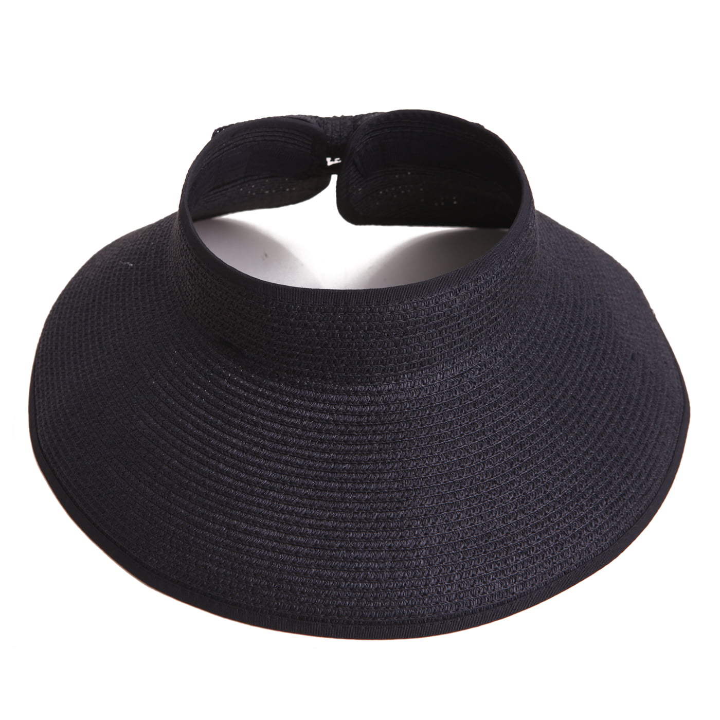 Women's UPF 50+ Wide Brim Roll-up Straw Sun Hat Sun Visor 