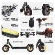 Electric Scooter for Adult, 48V 13AH Folding E-Scooters, 800W Motor up to 25Mph & 28Miles Range,10 Off Road Tire Scooter with Dual Suspension & Turn Signal Light