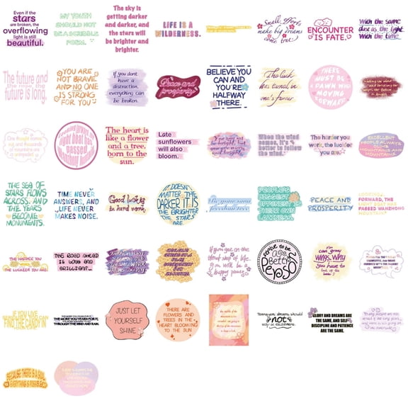 Pack Of 50 Reusable Cartoon Inspirational Stickers Waterproof PVC Decals Labels For Scrapbooking Journals Laptops Phones