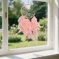 thumbnail image 5 of Moon Dream Catcher, Pink Handmade Moon Dream Catcher with Lights & Feathers, Dreamy Celestial Decorative Wall Hanging Ornament, Bedroom Dormitory Home Wall Decor Art Craft Gift, 5 of 9
