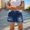 Dark Blue, variant on ClodeEU Women's Mid High Rise Ripped Denim Shorts,Stretchy Distressed Jean Shorts with Pockets Navy,Womens Plus M