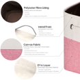 thumbnail image 6 of Sea Team 3-Pack Cubic Storage Basket Set, Storage Cube Organizer, Clothes Toys Bin, 11 x 11 x 11 Inches, Big Square Canvas Fabric Collapsible Shelf Box with Handles, Pink & White, 6 of 7