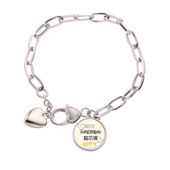Chine Ville de Glace Icône Art Déco Mode Coeur Chaîne Bracelet Bijoux Charme Mode