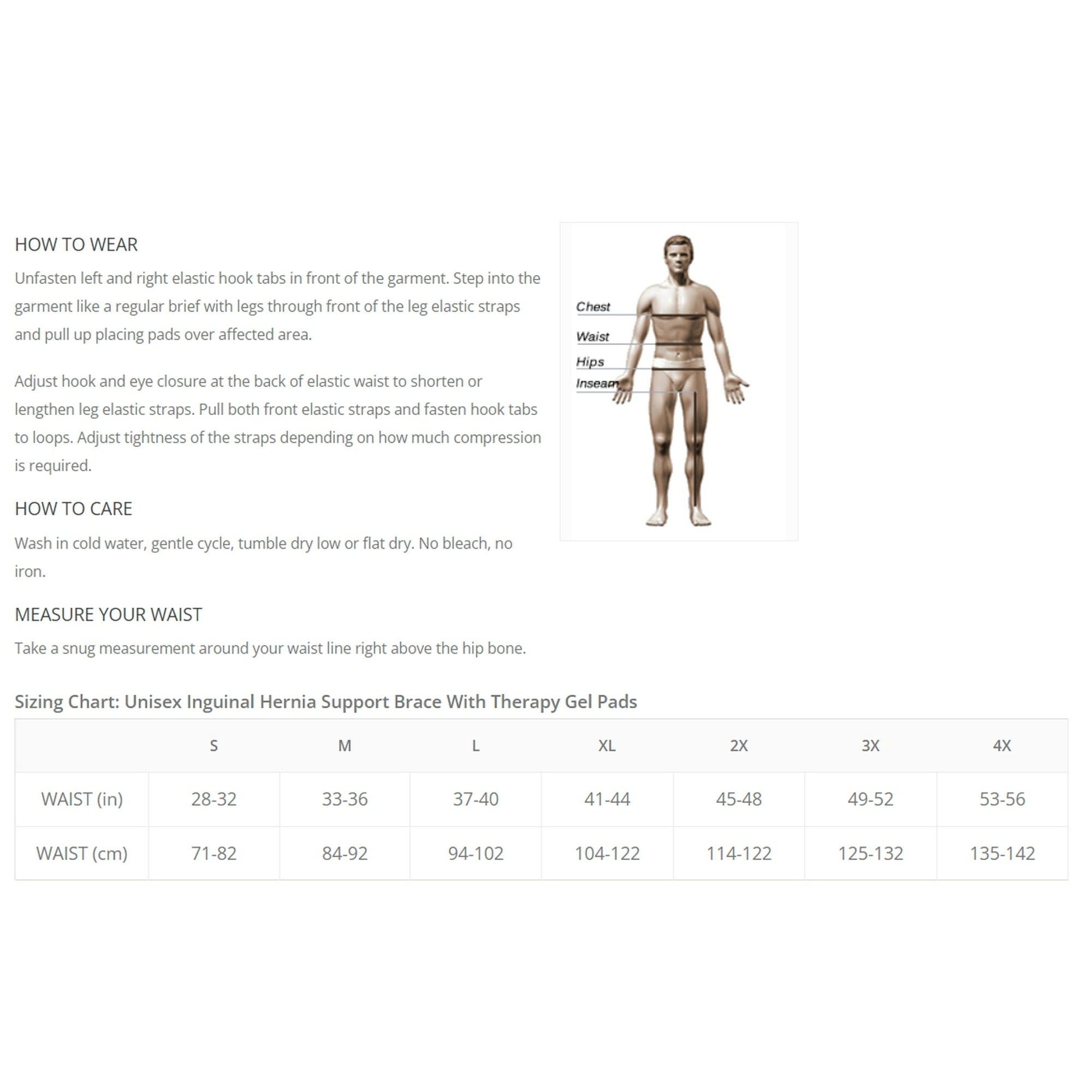 Inguinal Hernia Support Brace With Hot/Cold Therapy Pads - Small 28-32 Waist